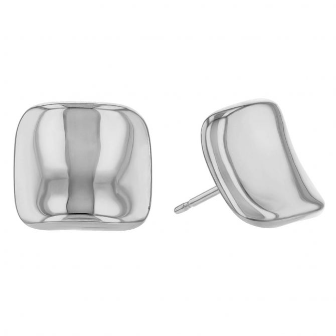 Sterling Silver Curved Square Stud Earrings