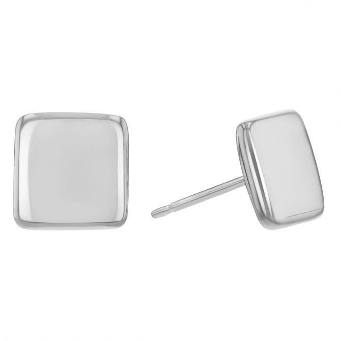 Sterling Silver Dainty Flat Square Stud Earrings | Borsheims