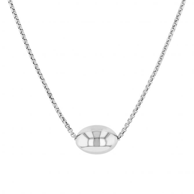 Sterling Silver Oval Bead Solitaire Necklace