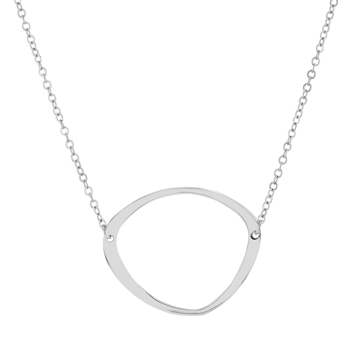 Sterling Silver Freeform Flat Rounded Pendant, 18