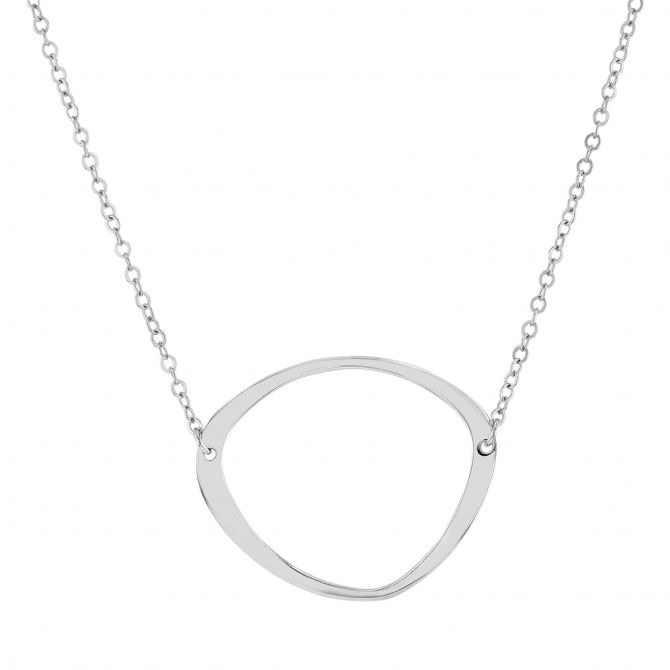 Sterling Silver Freeform Flat Rounded Pendant, 18"
