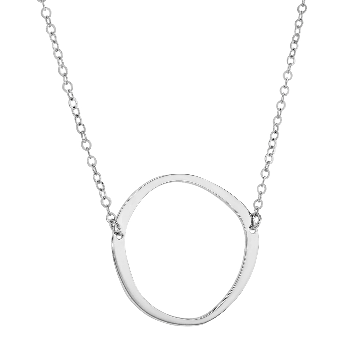 Sterling Silver Freeform Flat Rounded Pendant, 18