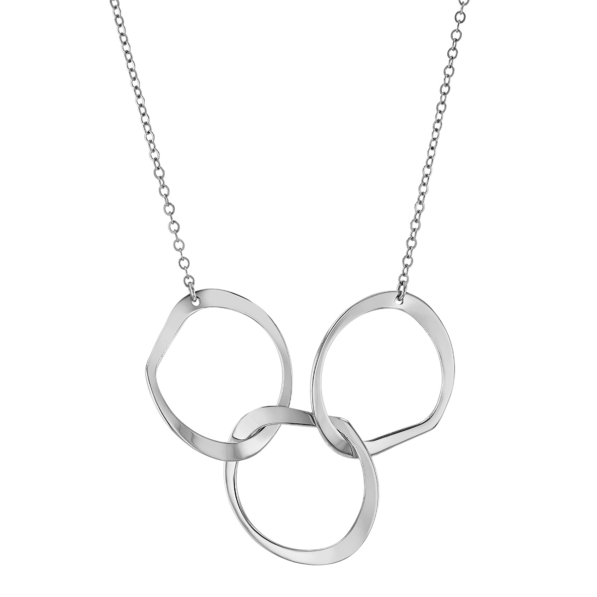 Sterling Silver Freeform Rounded Trio Interlocking Pendant, 18