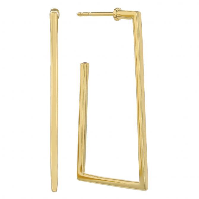 Roberto Coin Yellow Gold Elongated Square Hoop Earrings