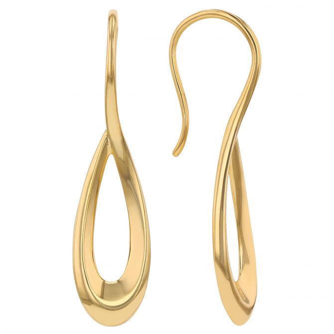 Yellow Gold Tapered Pear Shaped Drop Earrings
