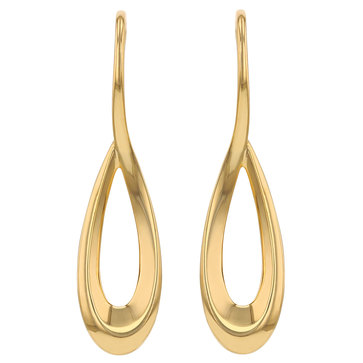 Yellow Gold Tapered Pear Shaped Drop Earrings