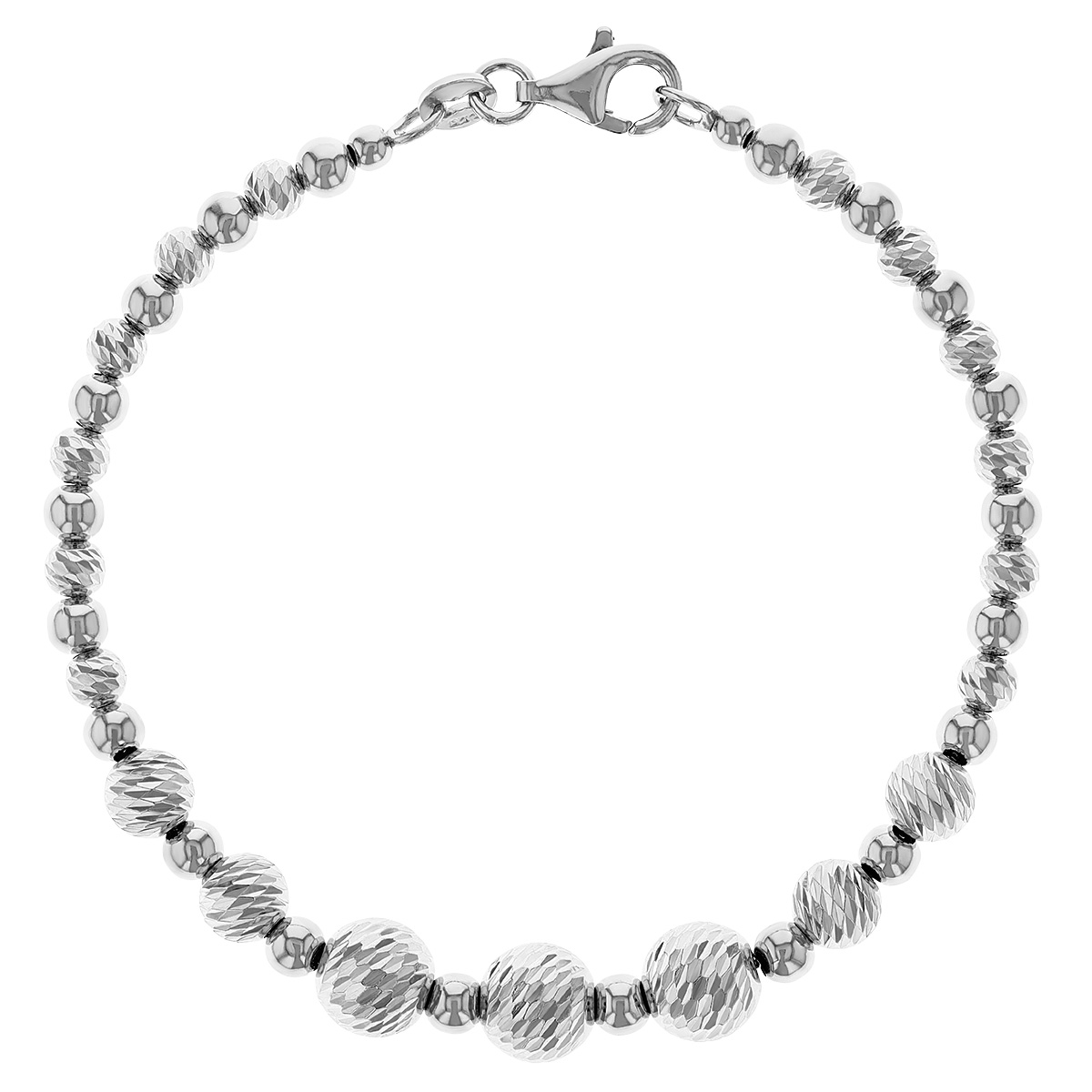 Sterling Silver Graduated Textured Bead Bracelet, 7.5