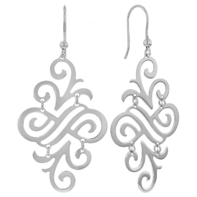 Sterling Silver Swirl Pattern Dangle Earrings