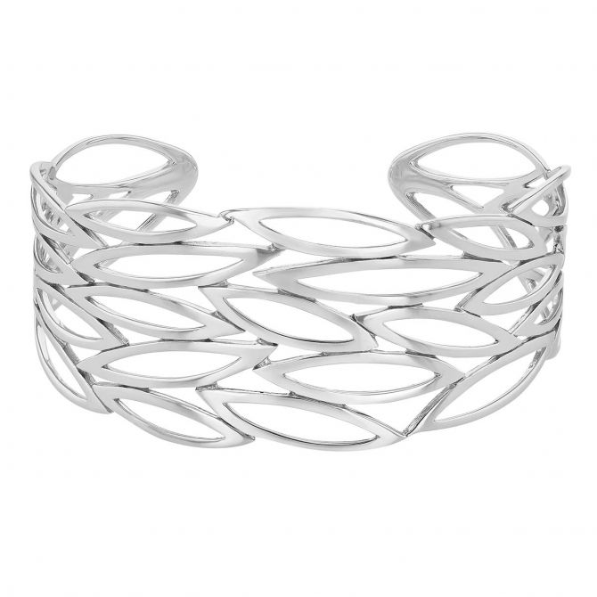 Sterling Silver Enlongated Oval Mosaic Cuff Bracelet