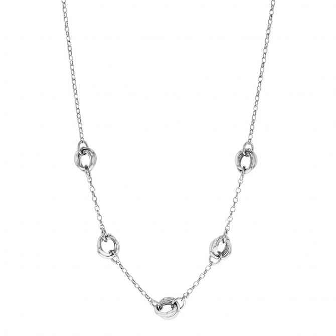 Sterling Silver Double Circle Link Station Chain Necklace, 20"