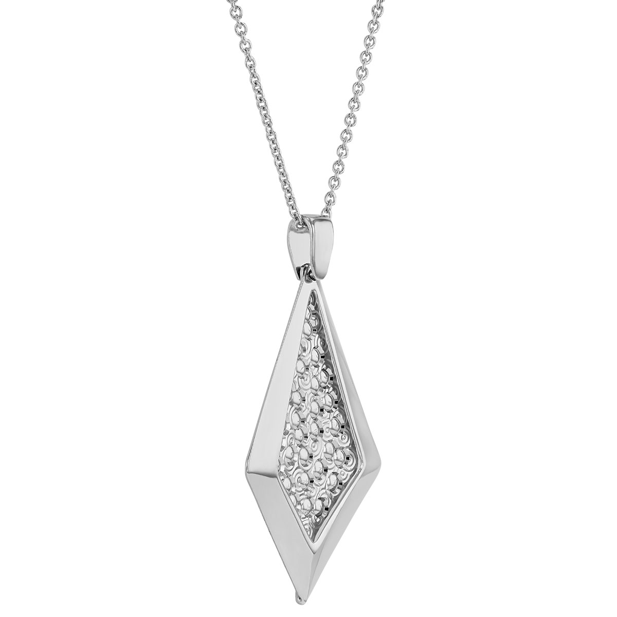 Sterling Silver Kite Shaped Beaded Pendant, 20
