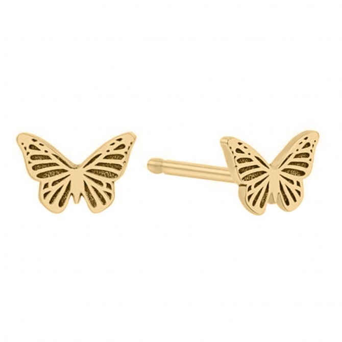 Zoe Chicco Itty Bitty Yellow Gold Butterfly Stud Earrings