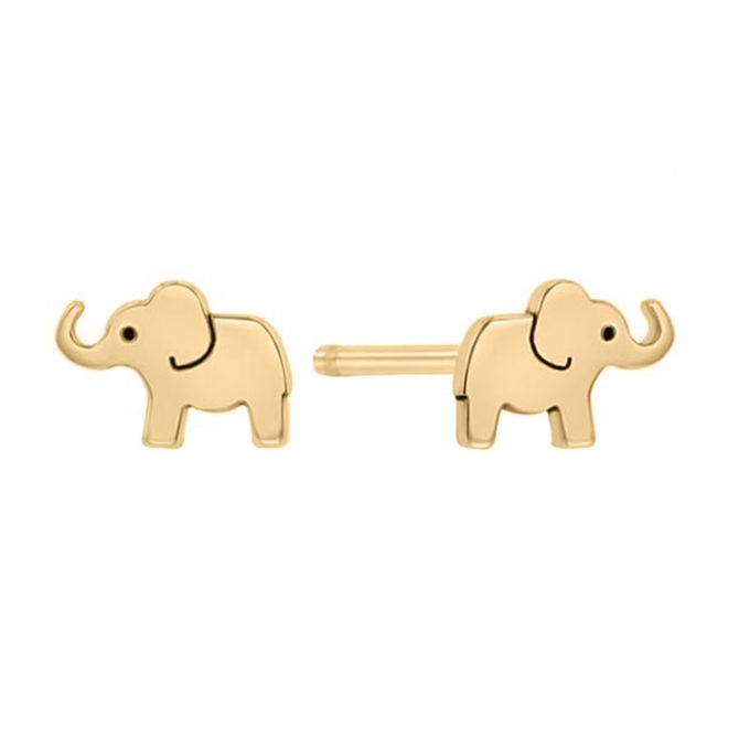 Zoe Chicco Itty Bitty Yellow Gold Elephant Stud Earrings
