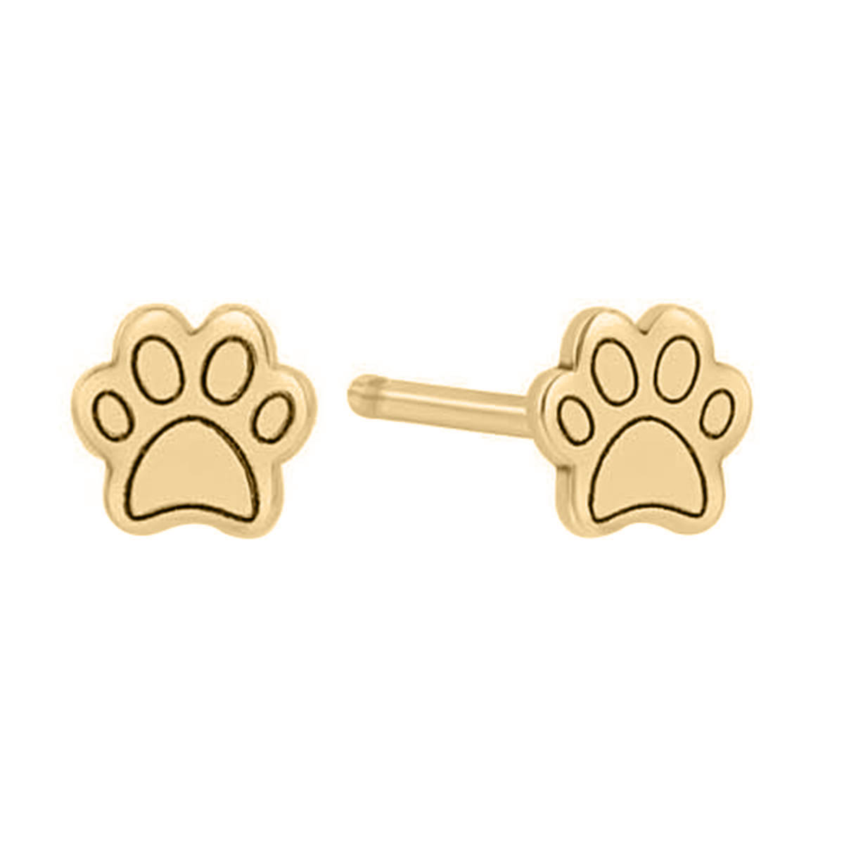 Zoe Chicco Itty Bitty Yellow Gold Paw Print Stud Earrings IBSE3114