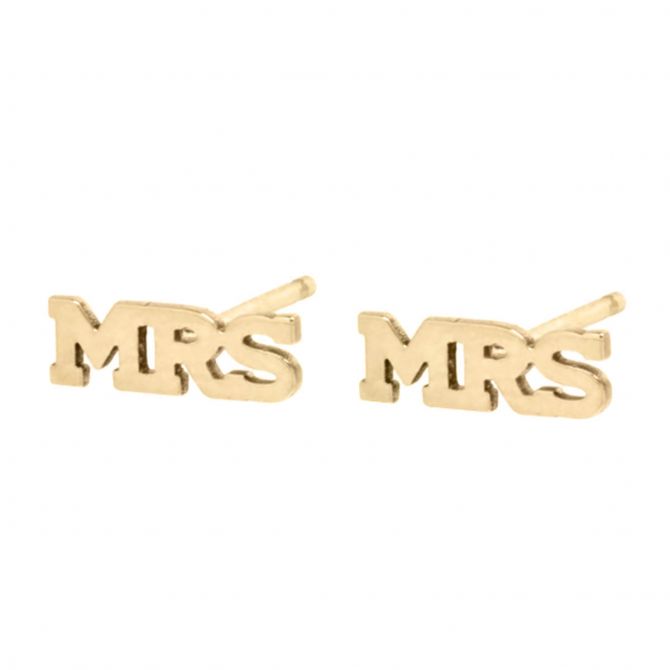 Zoe Chicco Itty Bitty Yellow Gold Mrs. Stud Earrings