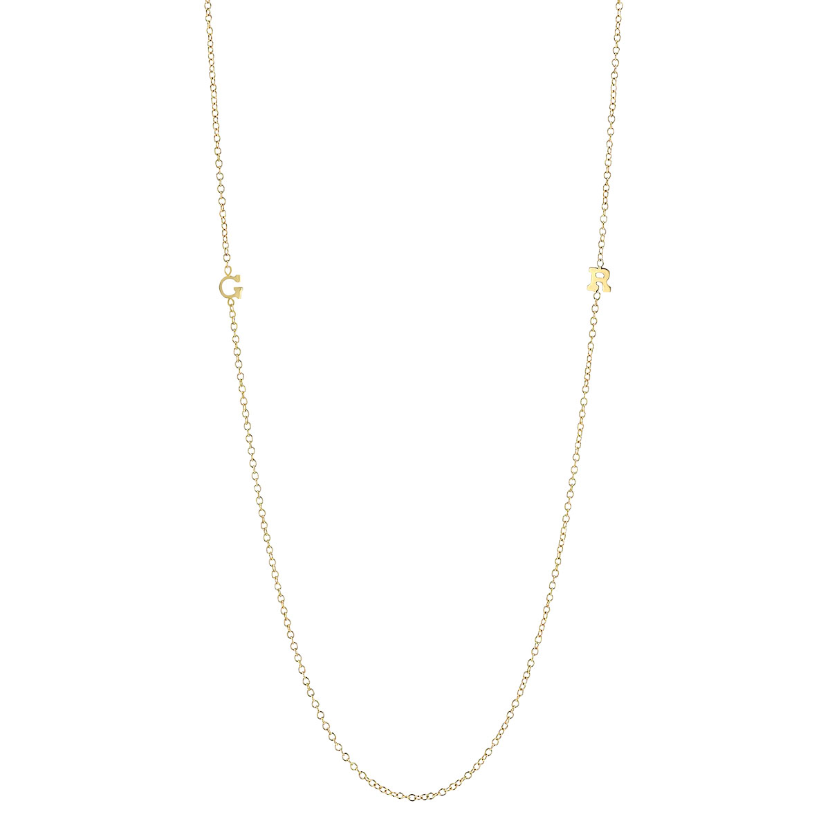 Zoe Chicco Yellow Gold Floating 2 Initial Letter Necklace, 18