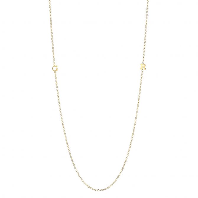 Two Initial Necklace - Glee Inspired in 14k Yellow Gold - 
