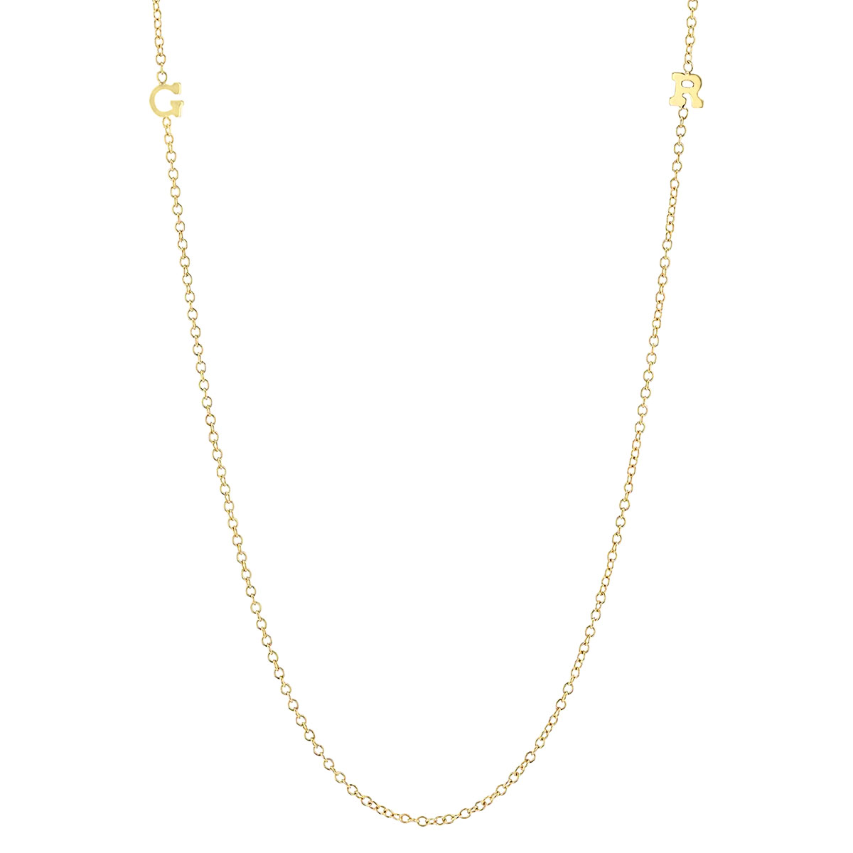 Zoe Chicco Yellow Gold Floating 2 Initial Letter Necklace, 18