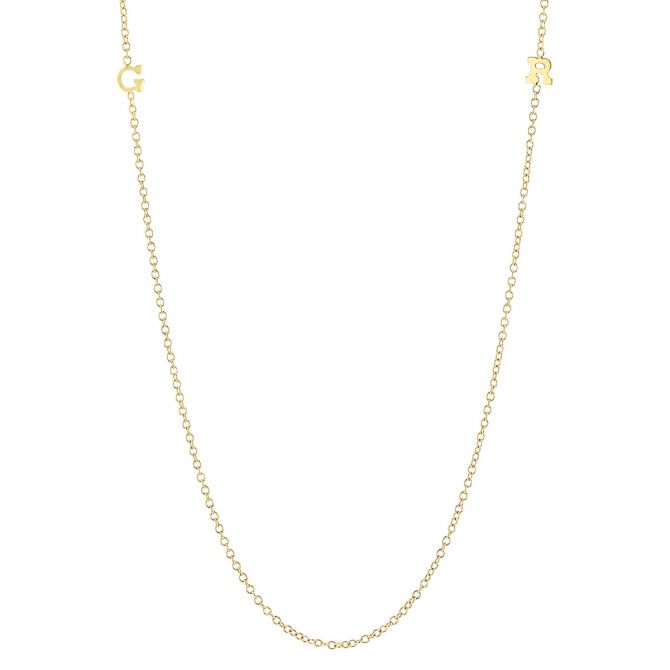 Zoe Chicco Yellow Gold Floating Initial Letter Necklace, 18