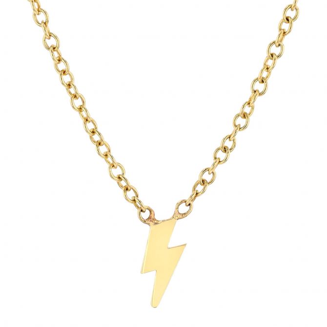 Zoe Chicco Yelow Gold Itty Bitty Lightning Bolt Necklace, 16"