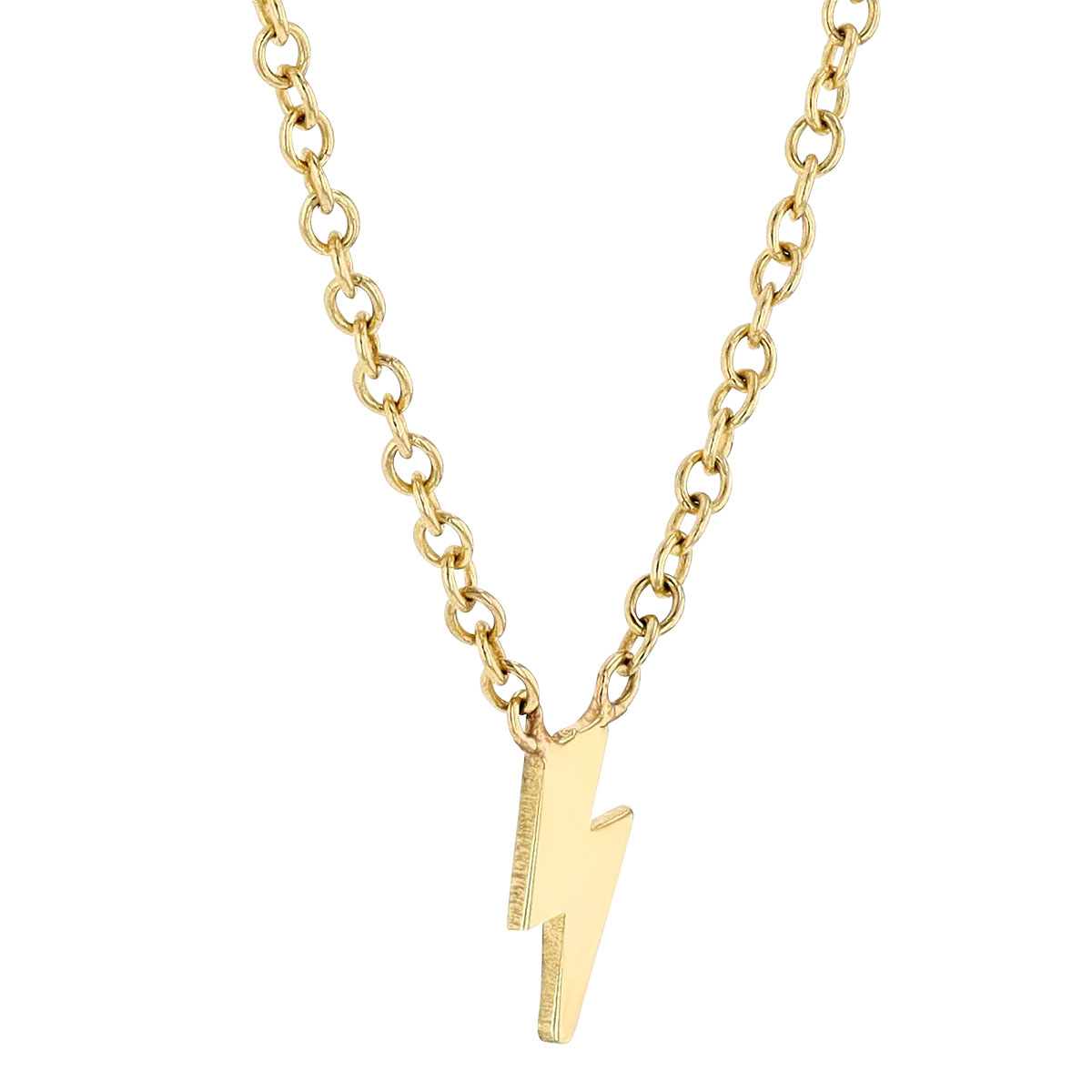 Zoe Chicco Yelow Gold Itty Bitty Lightning Bolt Necklace, 16