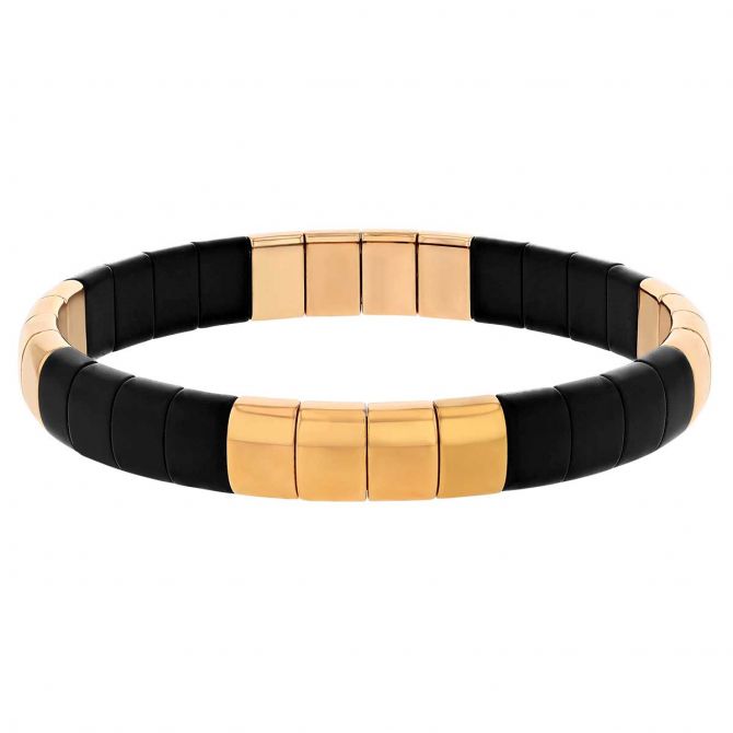 Roberto Demeglio Rose Gold & Black Ceramic Stretch Bracelet