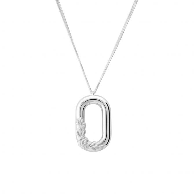 Tane Bordados Sterling Silver Link Pendant, 31.4"