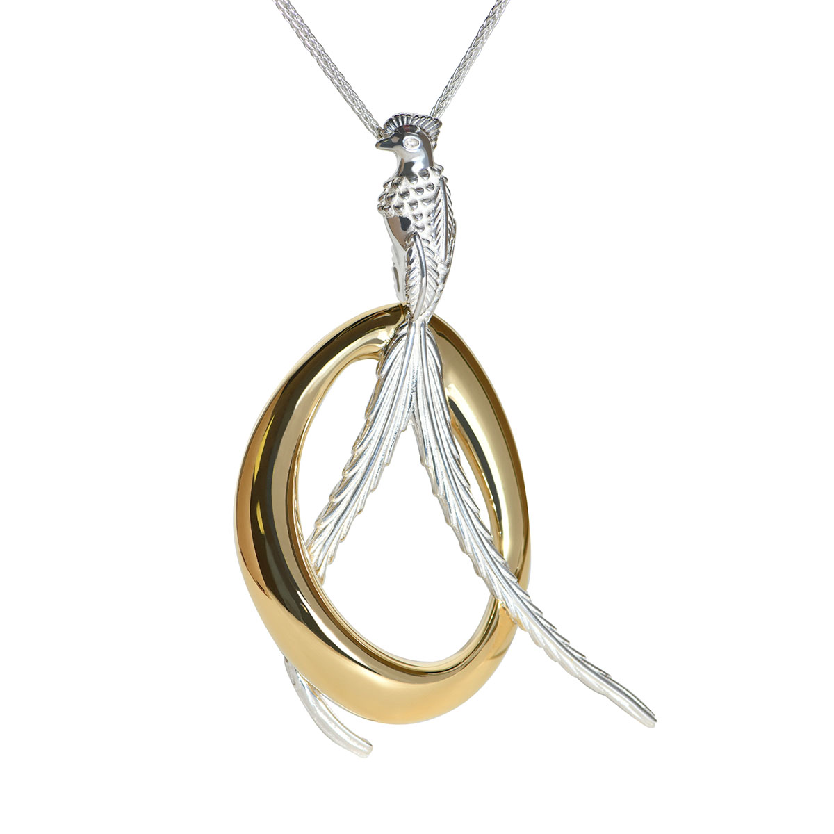 Tane Quetzal Sterling Silver & Yellow Gold Vermeil Pendant, 23.6