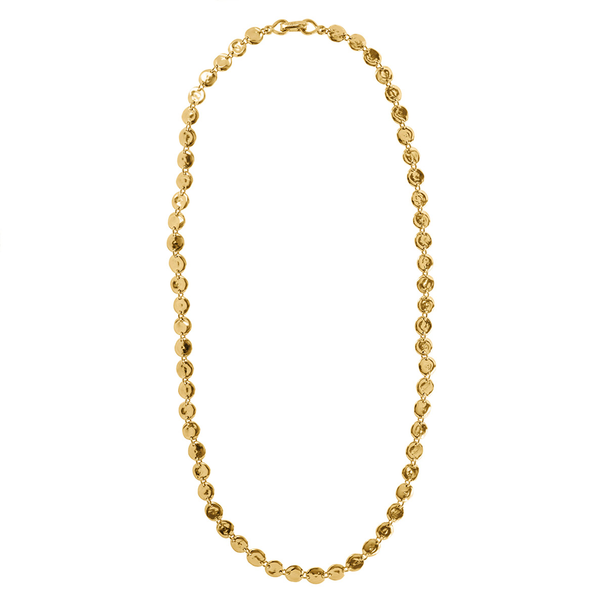 Tane Tikal Yellow Gold Flat Round Link Chain Necklace, 17.3