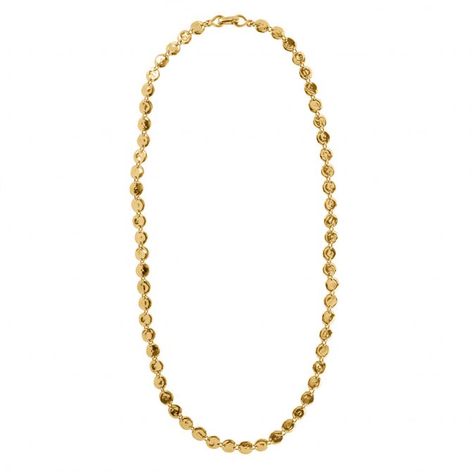Tane Tikal Yellow Gold Flat Round Link Chain Necklace, 17.3"