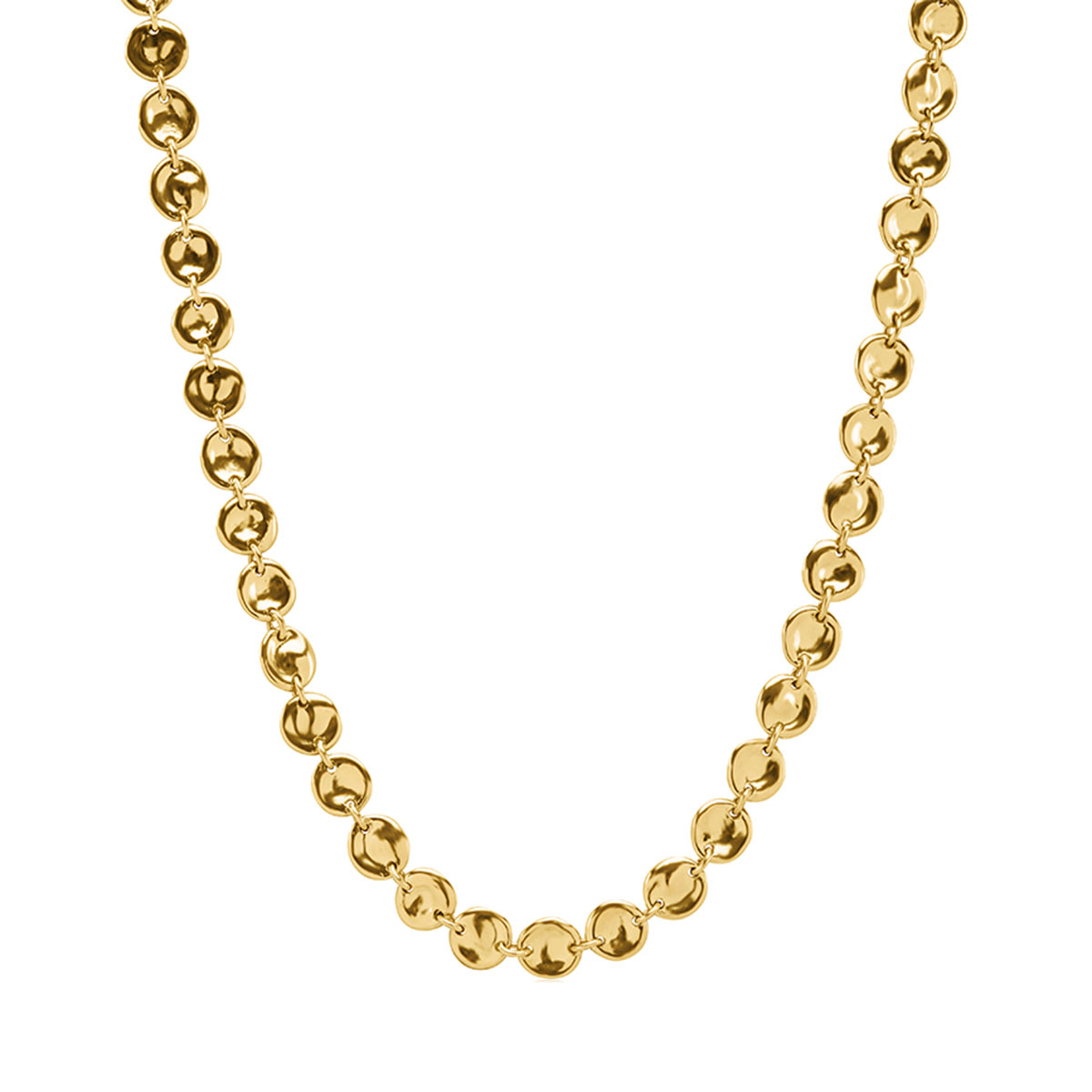 Tane Tikal Yellow Gold Flat Round Link Chain Necklace, 17.3
