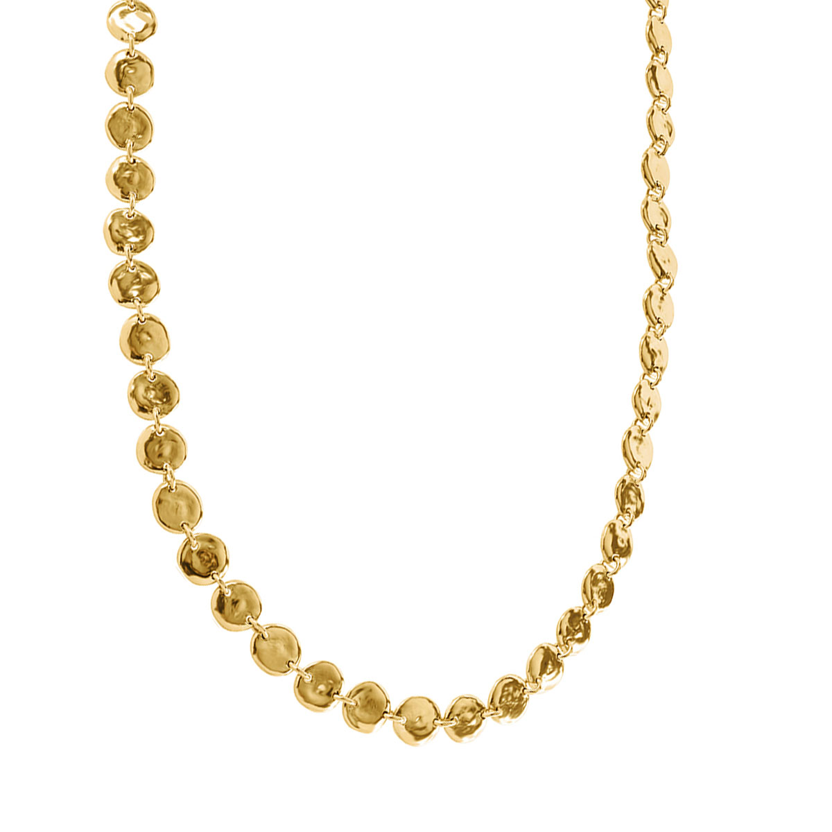 Tane Tikal Yellow Gold Flat Round Link Chain Necklace, 17.3