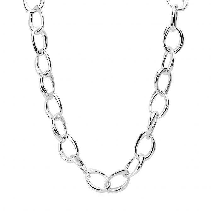 Chunky Oval Chain Link Silver-Toned Choker Necklace