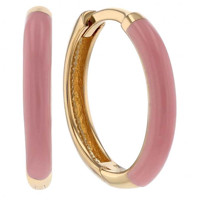 Children's Pink Enamel Hoop Earrings 14K Yellow Gold | Jared