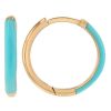 Turquoise Enamel Hoop Earrings in Yellow Gold