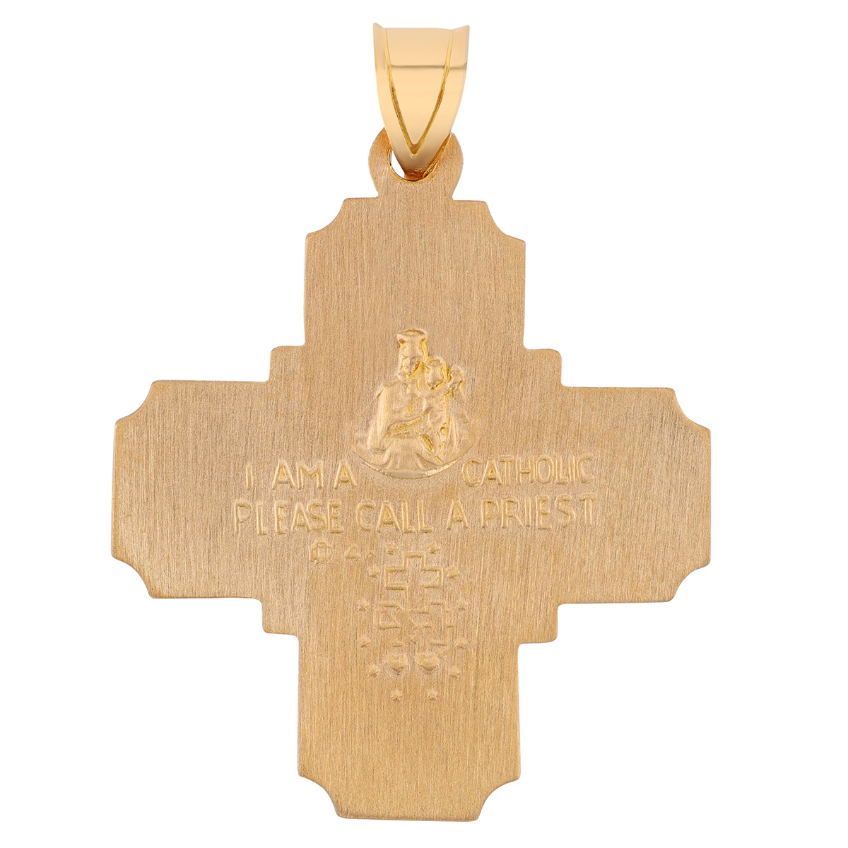 Yellow Gold Catholic Cross Charm