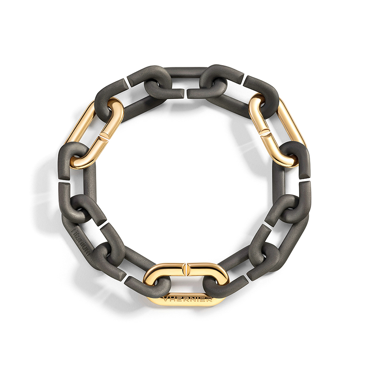 Vhernier Mon Jeu Titanium & Triple Yellow Gold Link Bracelet