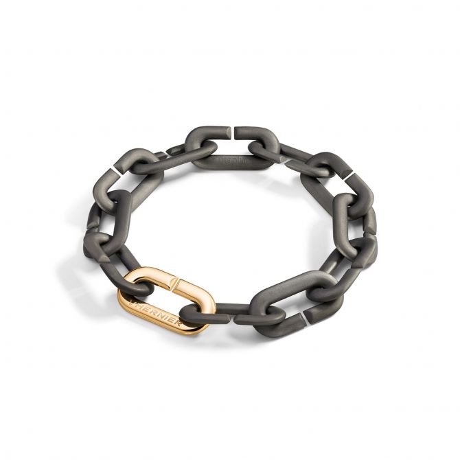 Vhernier Mon Jeu Titanium & Single Yellow Gold Link Bracelet