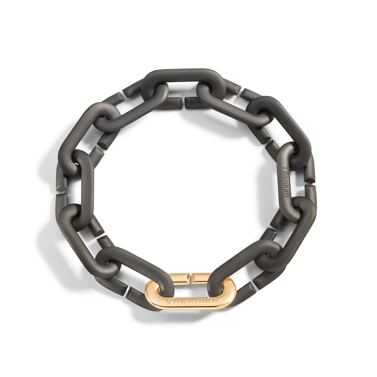 Vhernier Mon Jeu Titanium & Single Yellow Gold Link Bracelet