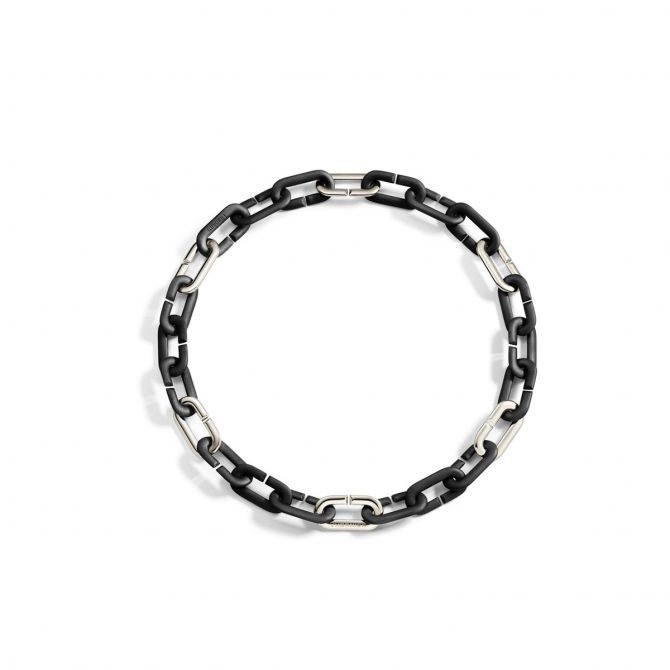 Vhernier Mon Jeu Black Titanium & White Gold Link Necklace