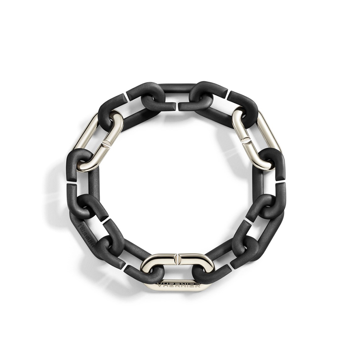 Vhernier Mon Jeu Black Titanium & Triple White Gold Link Bracelet