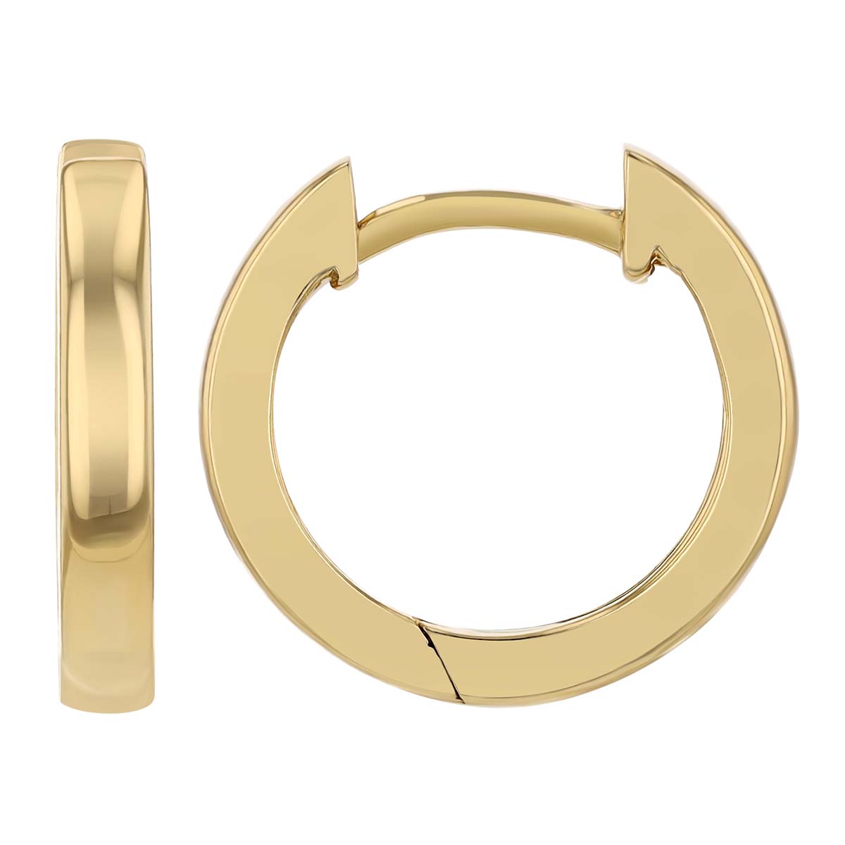 Yellow Gold Hinged Huggie Hoop Earrings, 12.5 mm