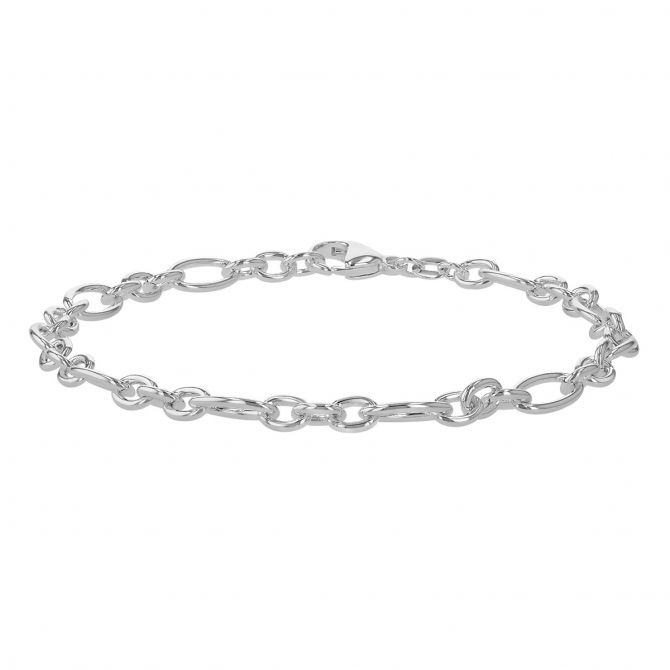 Sterling Silver Alternating Small & Large Oval Link Bracelet, 8.25"