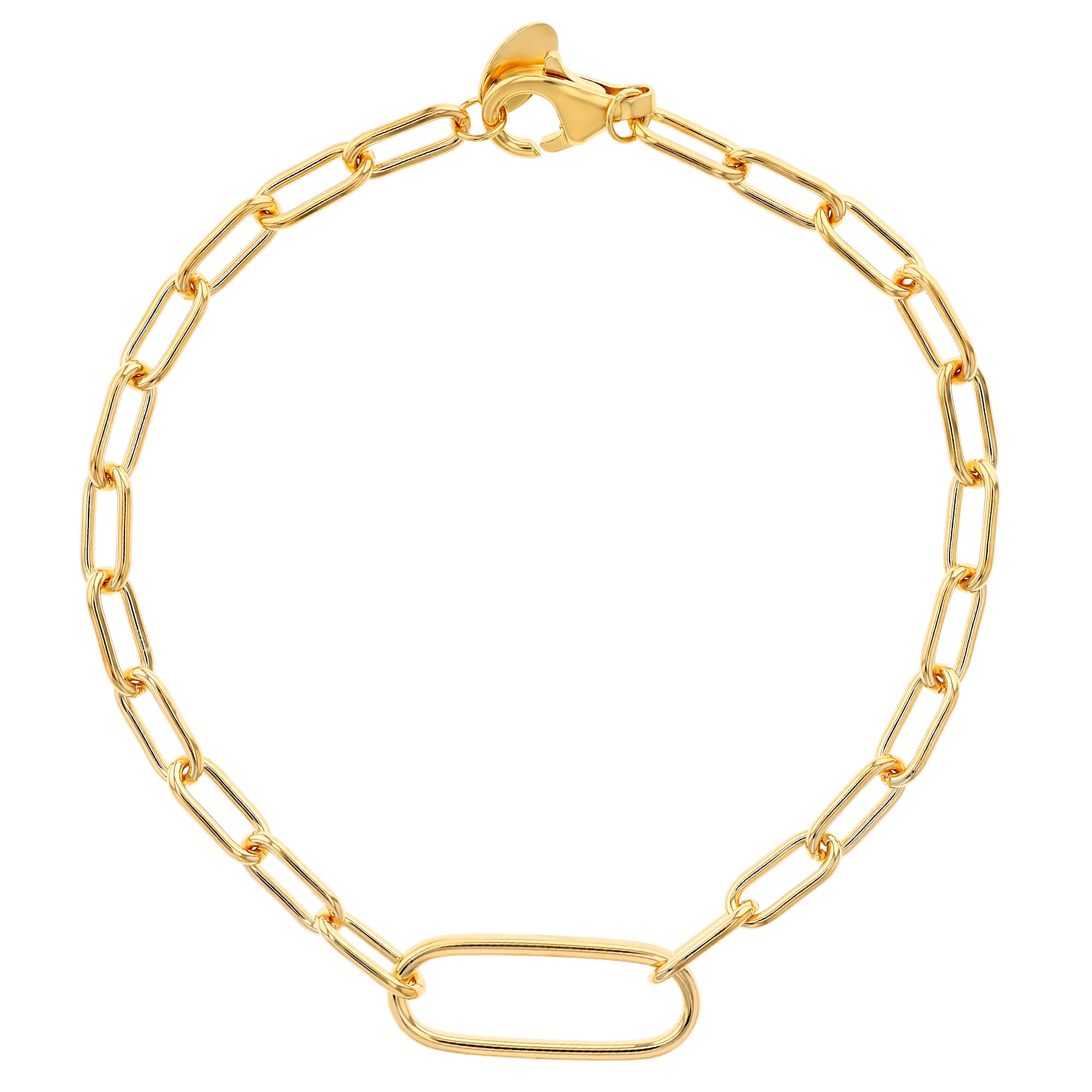 Pesavento Yellow Gold Vermeil Petite Paperclip Link Chain Bracelet with Single Large Link 7.5