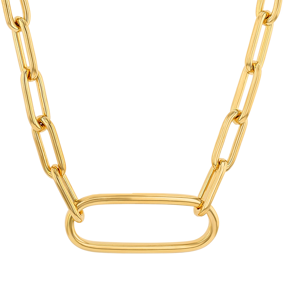 Pesavento Elegance Yellow Gold Vermeil Paperclip Link Chain Necklace with Large Link, 16