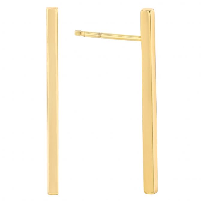 Yellow Gold Slendar Bar Stud Earrings