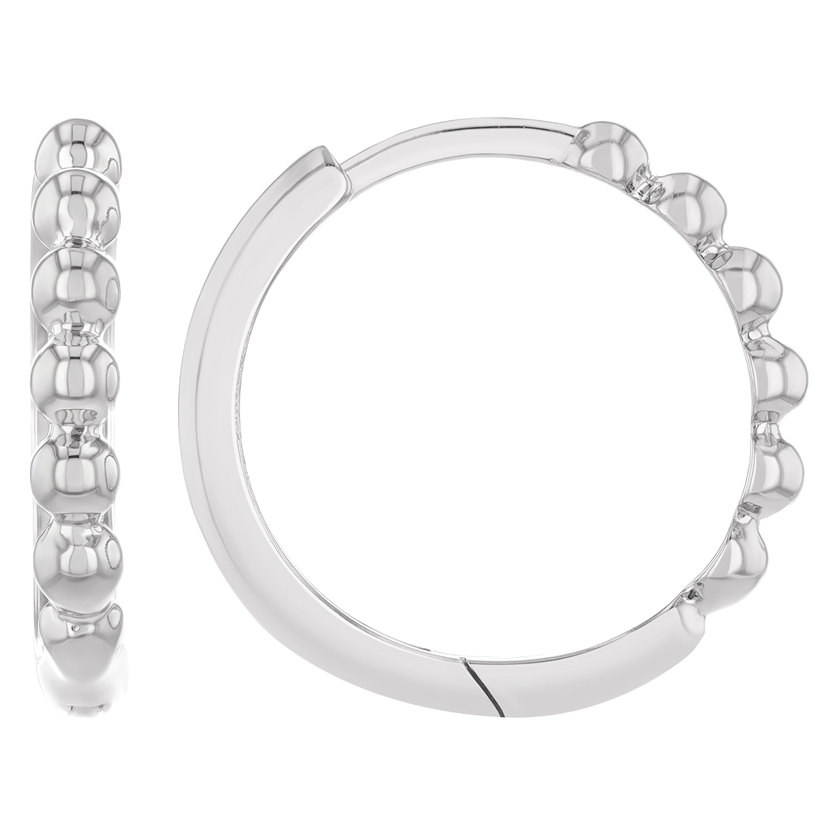 White Gold Beaded Hoop Earrings