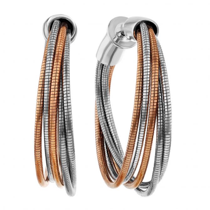Pesavento DNA Spring Sterling Silver & Rose Tone Multi-Strand Hoop Earrings