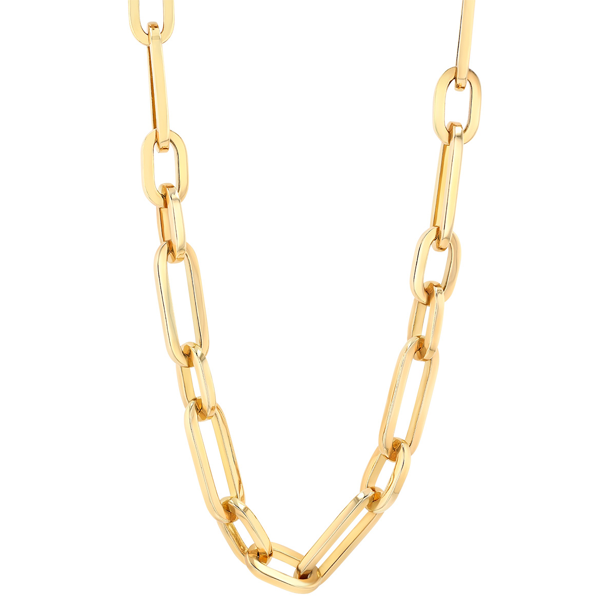 Roberto Coin Yellow Gold Chunky Paperclip & Round Link Chain Necklace