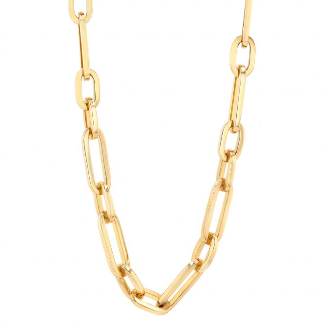 Roberto Coin Yellow Gold Chunky Paperclip & Round Link Chain Necklace